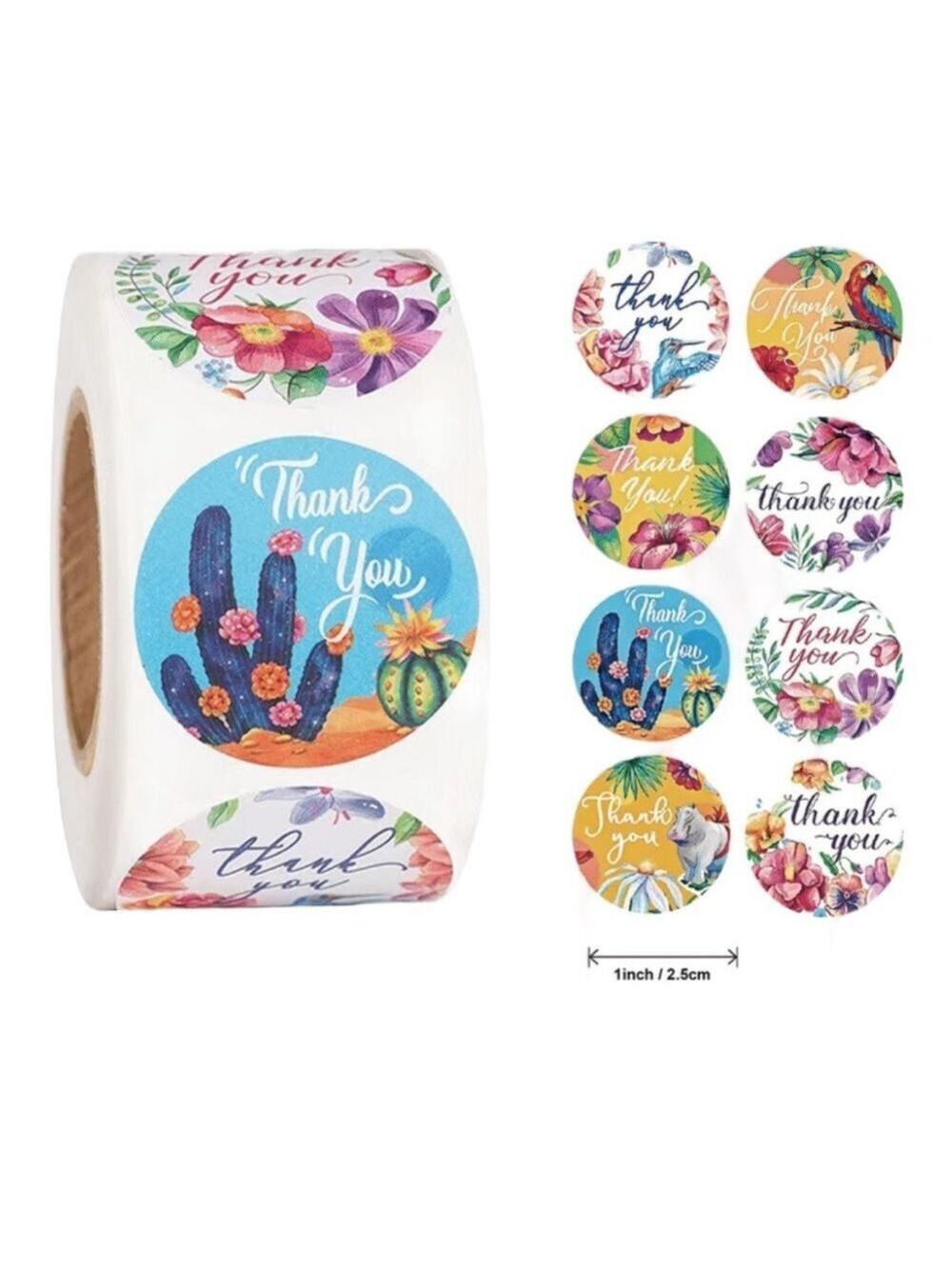 500 Stickers, Cactus Flowers, 1 Inch, Roll, PRICE IS FIRM